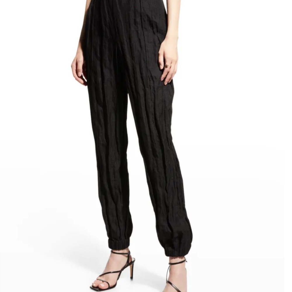Jason Wu Collection Metallic Silk-Cotton Track Pants black joggers size 6 NWT